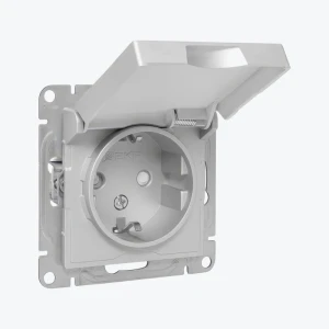 Priză cu împământare IP44 cu capac aliuminiu, protectie copii Epica 16A, 250V UP1-SOA-111-44