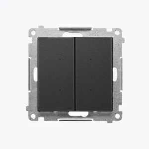 Simon 55 GO Умный Wi-Fi 2-кл выключатель черный мат кнопочный 2x6A, 230V TEW2W.01/149