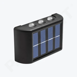 Lampă solară de perete 6 LED-uri, 6500K neagră, Lumini Sus-Jos, exterior IP54 PL-SWL-1W-BK PANLIGHT