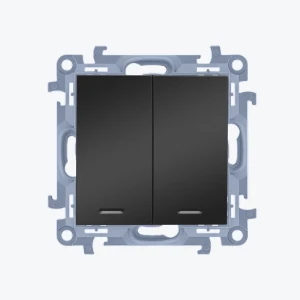 Выключатель двухклавишный с подсветкой черный мат SIMON 10 CW5BL.01/49