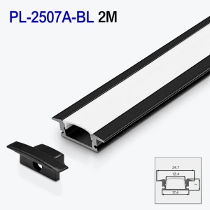 Profil din aluminiu pentru bandă LED interior negru 2m/set 24.7*7mm PL-2507A-BL 2m PANLIGHT