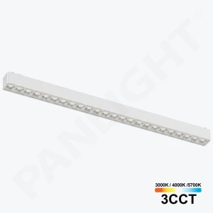 Магнитный светильник 24W 48V 3CCT Linear с линзами 24° белый трековый Ultra Slim 445 мм PL-24MTA3CCT-WH-thumb-1