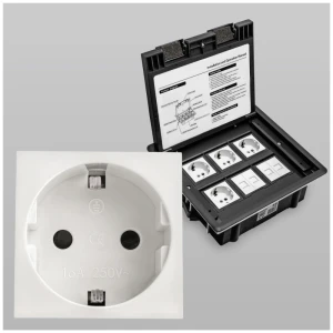 Priză Schuko albă, 1 modul, 16A, 250V PL-4500EU-W