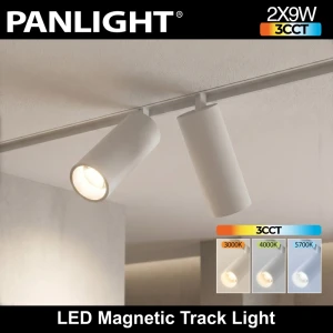 Proiector LED dublu 3CCT 9W*2  Alb, 24° șină magn Ultra Slim 48V, Orientabil, 110mm PL-9MT2E3CCT-WH PANLIGHT