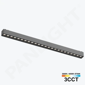 Proiector LED Liniar Grilă 24W 24° 3CCT 48V negru, șină magn Ultra Slim 445 мм PL-24MTA3CCT-BK