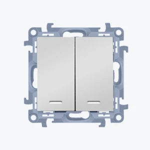 Выключатель двухклавишный с подсветкой белый SIMON 10 CW5BL.01/11