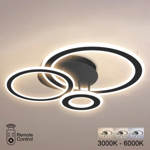 Светодиодная люстра 112W 8400Lm 3000K/4000K/6000K черная PL-21830B