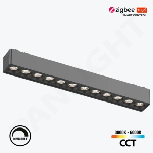Proiector LED Liniar Grilă 12W 24°, Smart, Magnetic 48V DIM, negru 230mm Ultra Slim PL-12MTA-TUYA-BK PANLIGHT