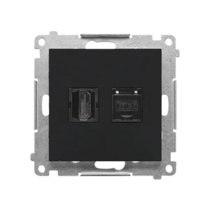 Розетка HDMI + компьютерная розетка RJ45 катугория 6е черный мат TGHRJ45.01/149 SIMON 55
