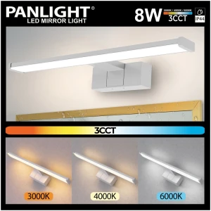 Aplică LED 8W 3CCT IP44 albă tablou/oglindă 640lm 230V 400*138*51mm PL-ML-C02-400-3CCT-WH