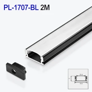 Алюминиевый профиль накладной для светодиодной ленты черный 2m/set 17.5*7mm PL-1707-BL 2m PANLIGHT