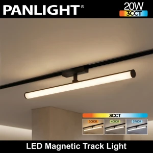 Трековый светильник 20 W 3CCT 60cm световая труба 360° 48V 1600lm Ra≥90 черный магнит., Ultra Slim PL-20MTL3CCT-BK-thumb-2