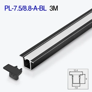 Profil LED încastrat micro 3m negru 7.5x8.8mm PL-7.5/8.8-A-BL aluminiu PANLIGHT
