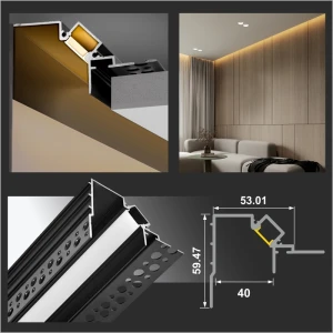 Profil de umbră 40mm pt tavan tip ascuns LED 3m negru mat PL-7560-BL aluminiu PANLIGHT