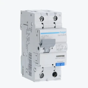 Întreruptor diferențial Hager 1P+N 25A/30mA C 6kA tipA 2M AD975J