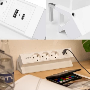 Мебельная розетка BASCO 3хSHUKO USB A+C кабель 1.5 м белая GTV AE-GMBAS3S2U-10