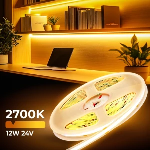 LED лента COB 24V 12W 480 led/m 2700K 8mm IP20 5m PL-PRO480COB-WW-24-thumb-3