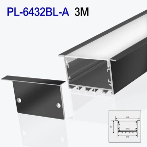 Алюминиевый профиль врезной для светодиодной ленты черный 3m/set 64*32mm PL-6432BL-A 3m PANLIGHT