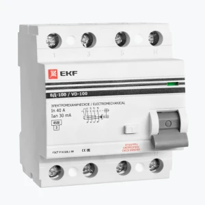 Întrerupător UZO 4P 40А/30mA (tip AC) ВД-100 EKF PROxima