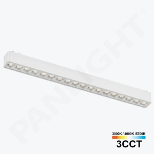 Proiector LED Liniar Grilă 18W 24° 3CCT 48V alb, șină magn Ultra Slim, 340 mm PL-18MTA3CCT-WH PANLIGHT