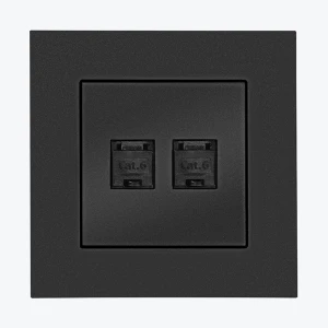 Priza dubla calculator+calculator RJ45 categoria 6e negru mat T62.01/149 SIMON 55