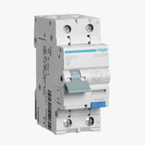 Întreruptor diferențial Hager 1P+N 20A/30mA C 6kA tipA 2M AD970J