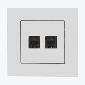 Priza dubla calculator+calculator RJ45 categoria 6e alba mat T62.01/111 SIMON 55